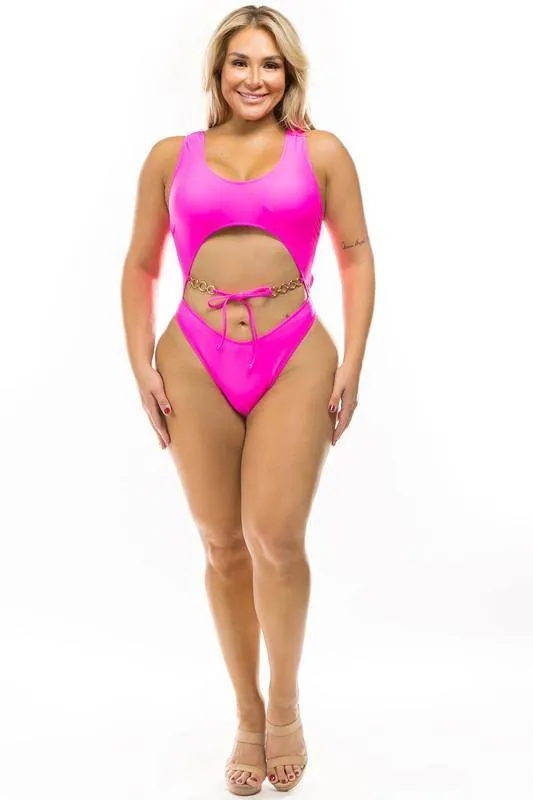 Plus Open Middle 1Pc Monokini Swimwear