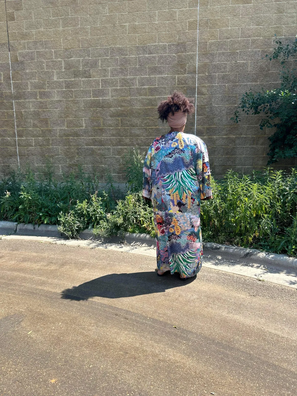 Plus Size Long Elegant Oversized Floor Length Lightweight Open Front Coverup Kimono Duster Robe, PIXEL GARDEN
