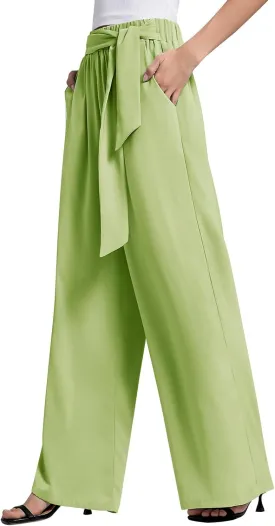 QIANXIZHAN Women's Wide Leg Pants, High Waisted Palazzo Pants Dressy Summer Flowy Casual Lounge Work Dress Pants Trousers WL