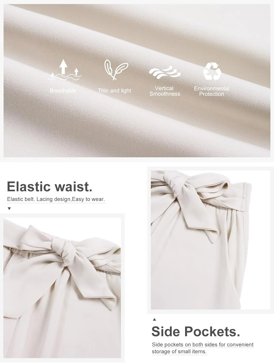 QIANXIZHAN Women's Wide Leg Pants, High Waisted Palazzo Pants Dressy Summer Flowy Casual Lounge Work Dress Pants Trousers WL