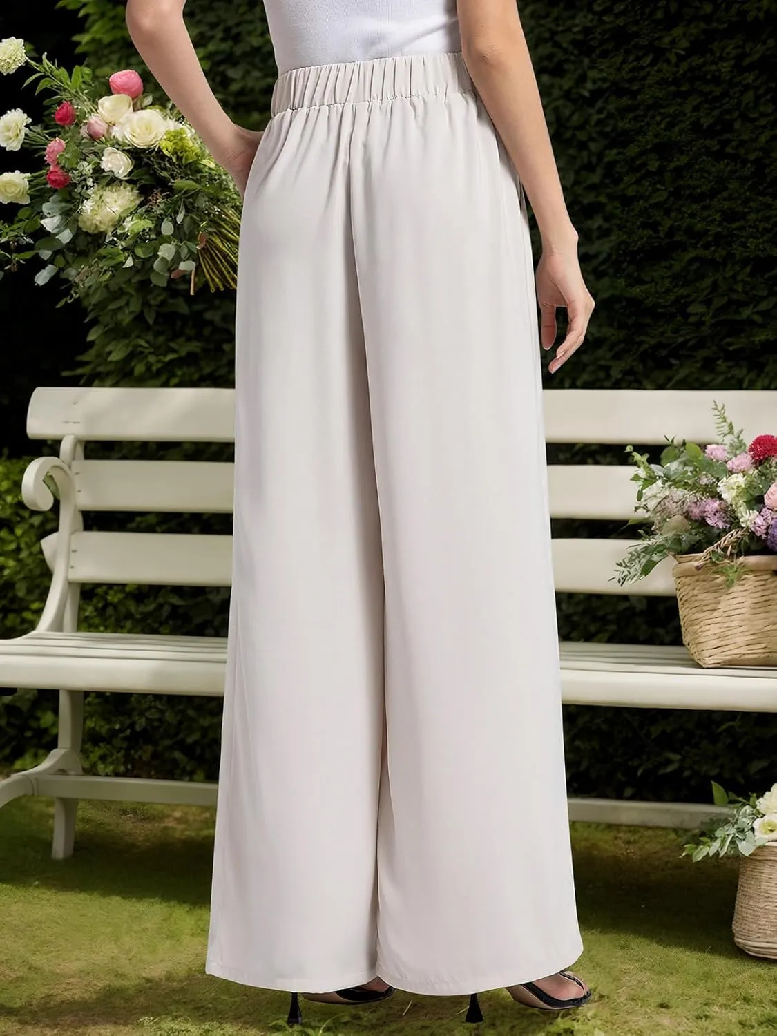 QIANXIZHAN Women's Wide Leg Pants, High Waisted Palazzo Pants Dressy Summer Flowy Casual Lounge Work Dress Pants Trousers WL