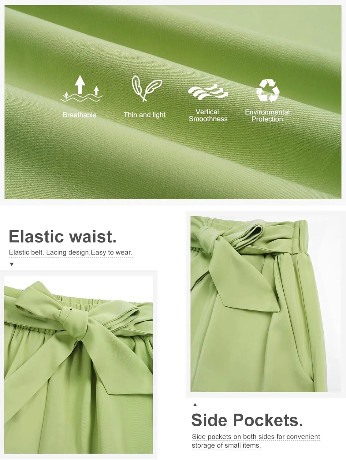 QIANXIZHAN Women's Wide Leg Pants, High Waisted Palazzo Pants Dressy Summer Flowy Casual Lounge Work Dress Pants Trousers WL