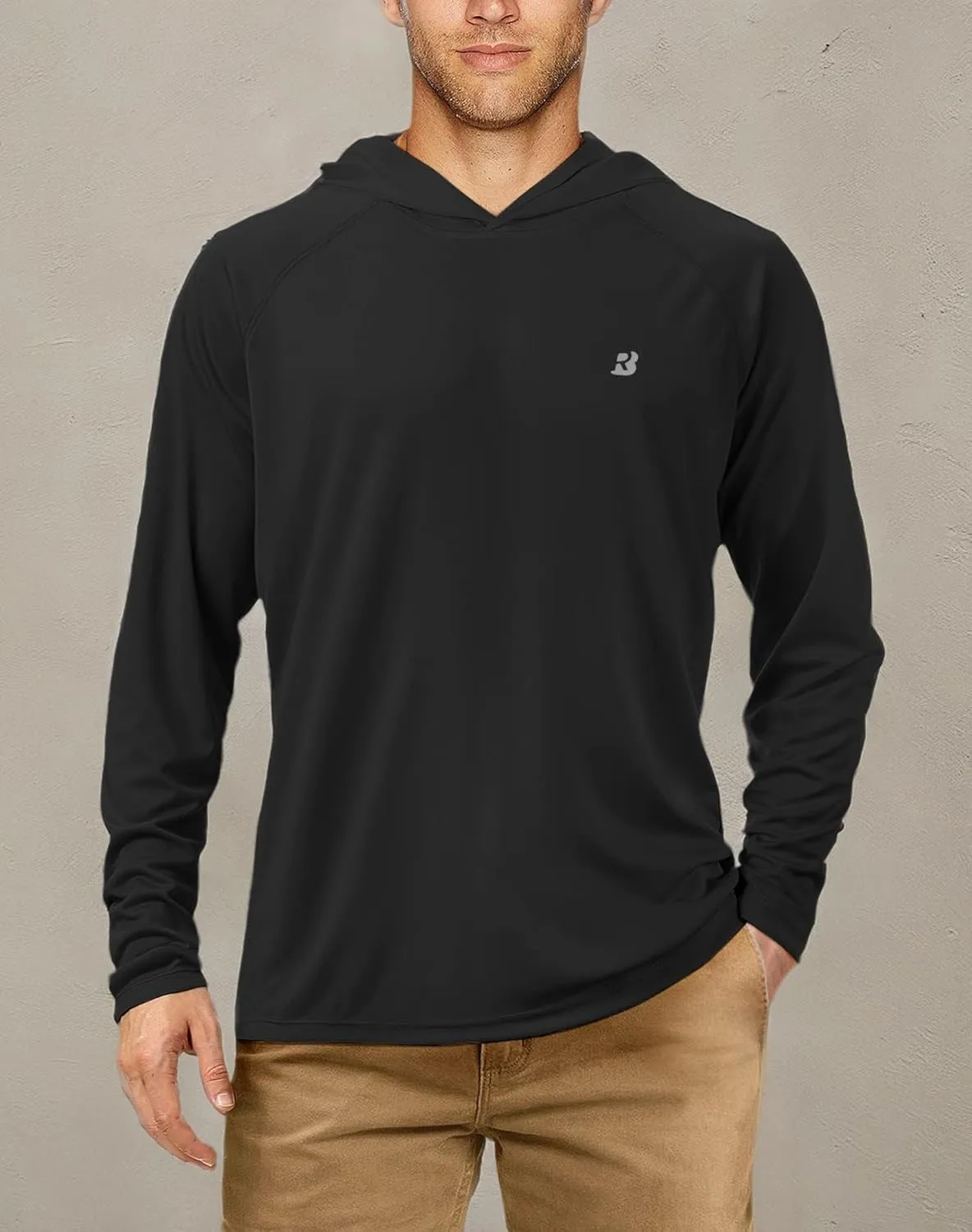 Roadbox UPF 50  Fishing Shirts for Men, Long Sleeve UV Sun Protection Hoodie, Outdoor Hiking Running Swimming Rash Guard