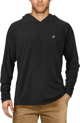 Roadbox UPF 50  Fishing Shirts for Men, Long Sleeve UV Sun Protection Hoodie, Outdoor Hiking Running Swimming Rash Guard