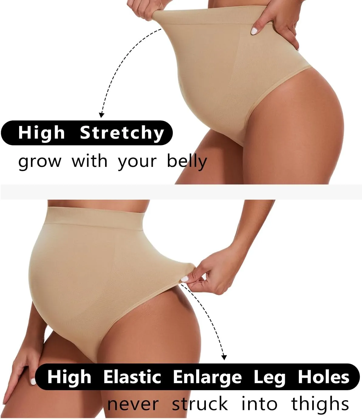Seamless Maternity Thongs for Women, No Show Maternity Shapewear Over The Belly, Pregnancy Belly Support Panties