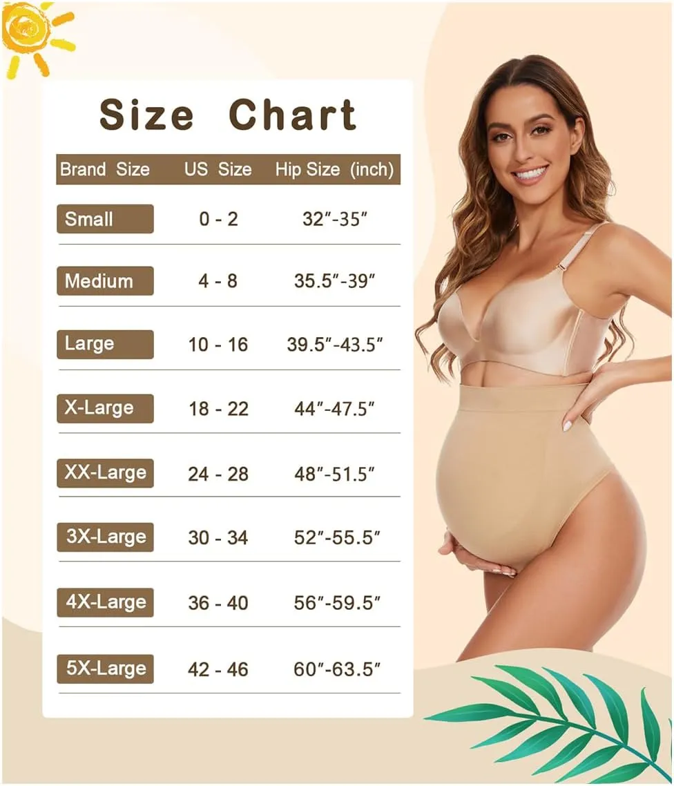 Seamless Maternity Thongs for Women, No Show Maternity Shapewear Over The Belly, Pregnancy Belly Support Panties