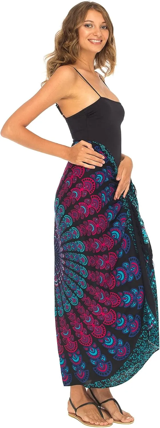 SHU-SHI Sarong Cover Ups For Swimwear Women Long Pareo Beach Wrap Skirt Mandala Bikini Cover Up