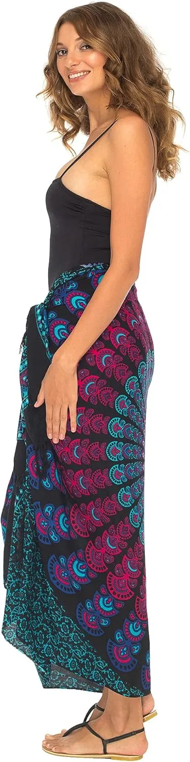 SHU-SHI Sarong Cover Ups For Swimwear Women Long Pareo Beach Wrap Skirt Mandala Bikini Cover Up