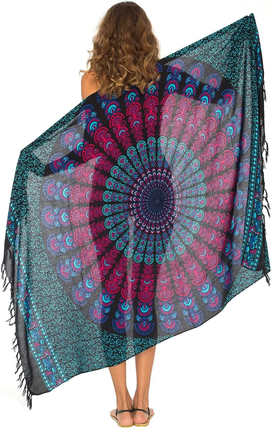 SHU-SHI Sarong Cover Ups For Swimwear Women Long Pareo Beach Wrap Skirt Mandala Bikini Cover Up