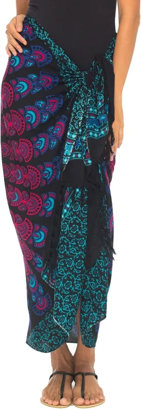SHU-SHI Sarong Cover Ups For Swimwear Women Long Pareo Beach Wrap Skirt Mandala Bikini Cover Up