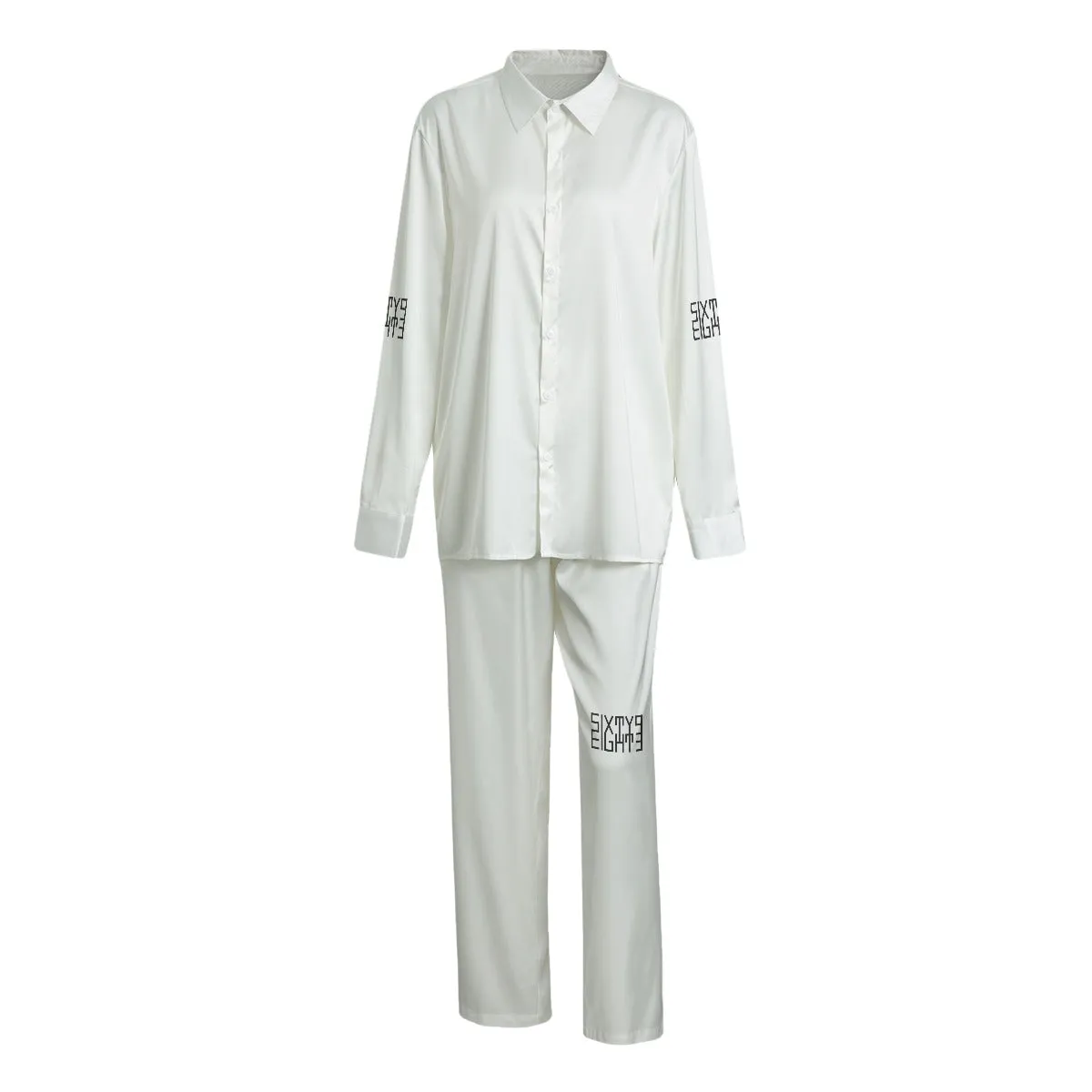 Sixty Eight 93 Logo Black White Unisex Imitation Silk Pajama Set