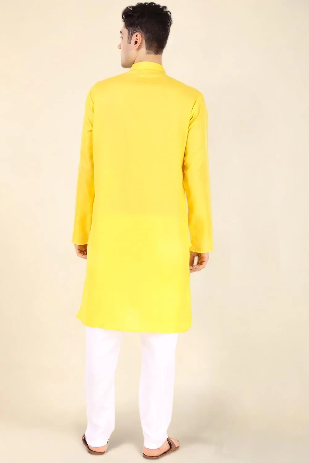 SKAVIJ Men's Cotton Henley Kurta Set Mandarin Collar Regular Fit Long Sleeves Ethnic Dress
