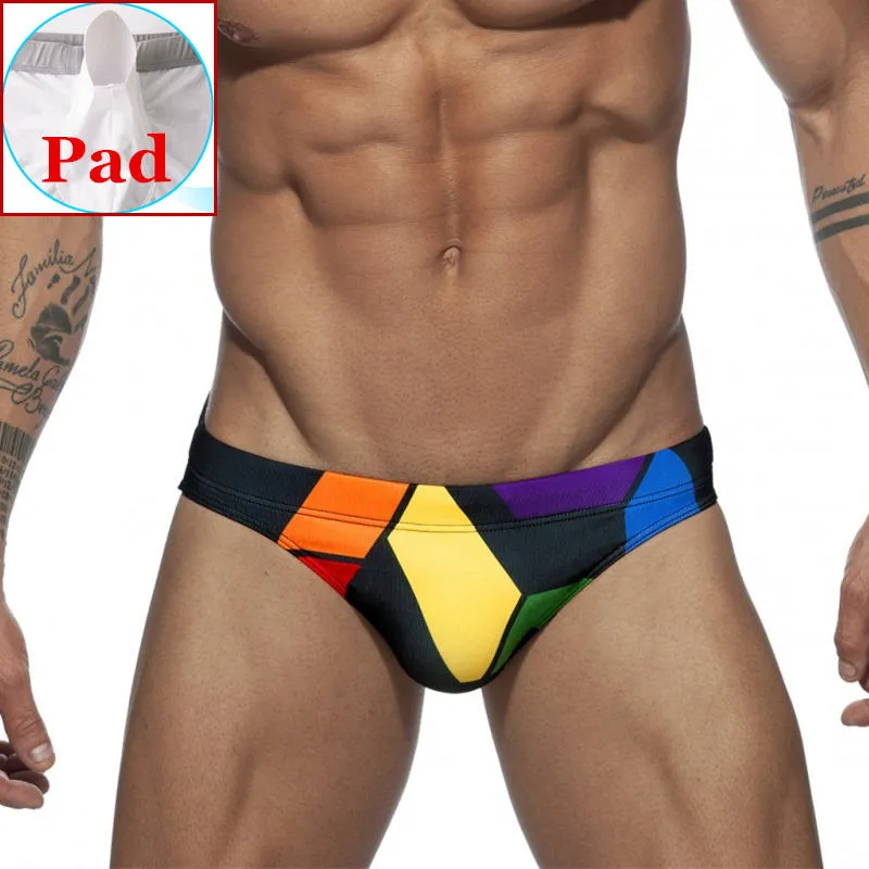 Solid Colorful Patchwork Sporty Men Brief