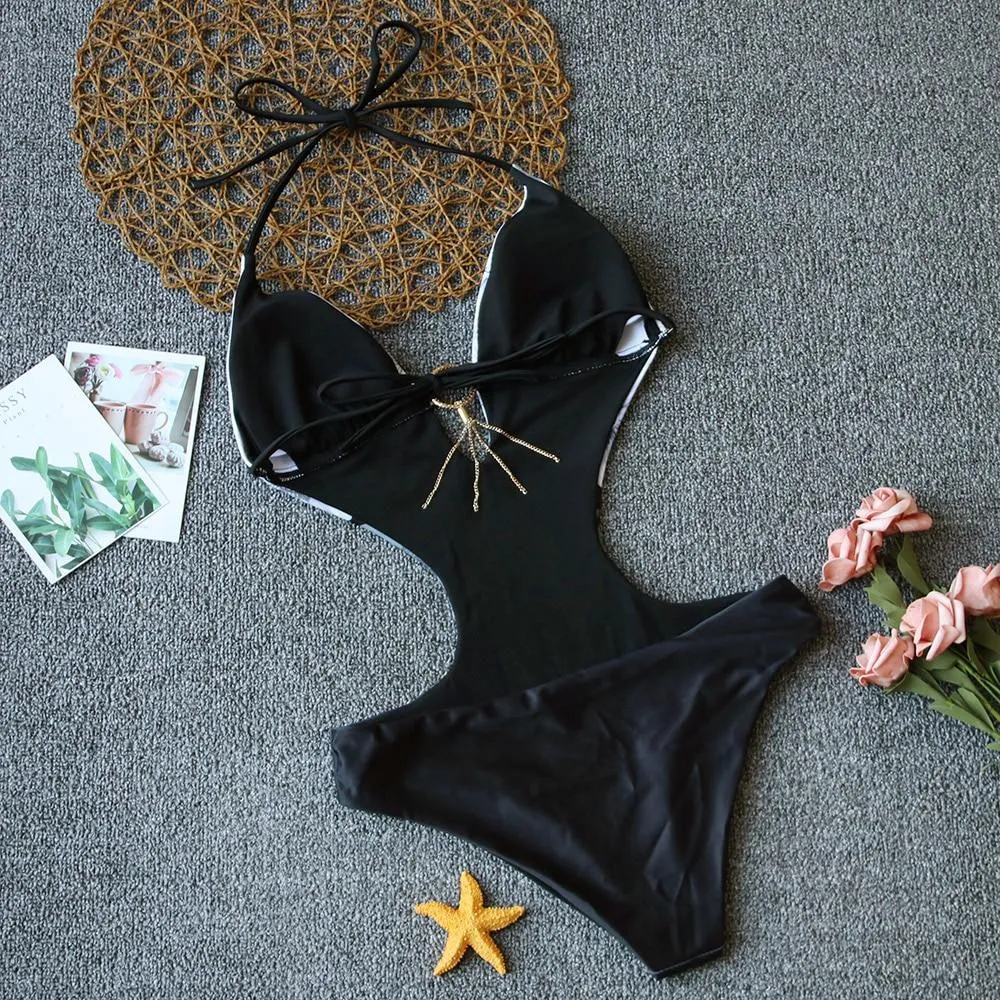 Sophie One Piece Swimsuit  Deep V Monokini