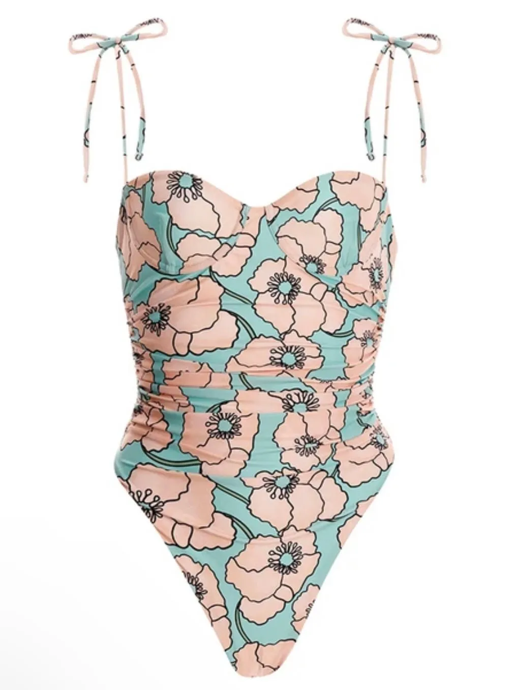Turquoise one piece set of 2 swimsuit and cover up