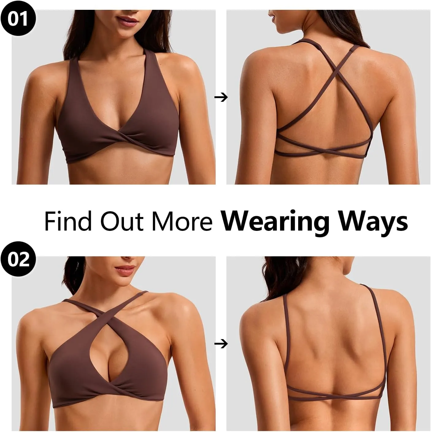 VANTONIA Womens Butterluxe Sports Bras Strappy Criss-Cross Back Twist Front Sports Bra Backless Workout Bra-Lily Bra