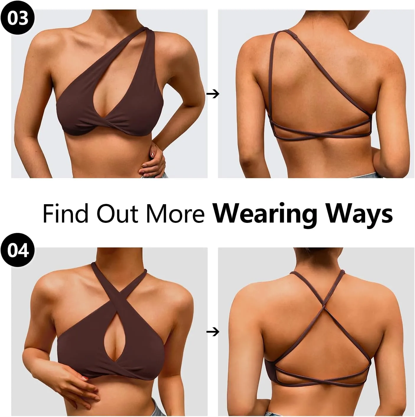 VANTONIA Womens Butterluxe Sports Bras Strappy Criss-Cross Back Twist Front Sports Bra Backless Workout Bra-Lily Bra