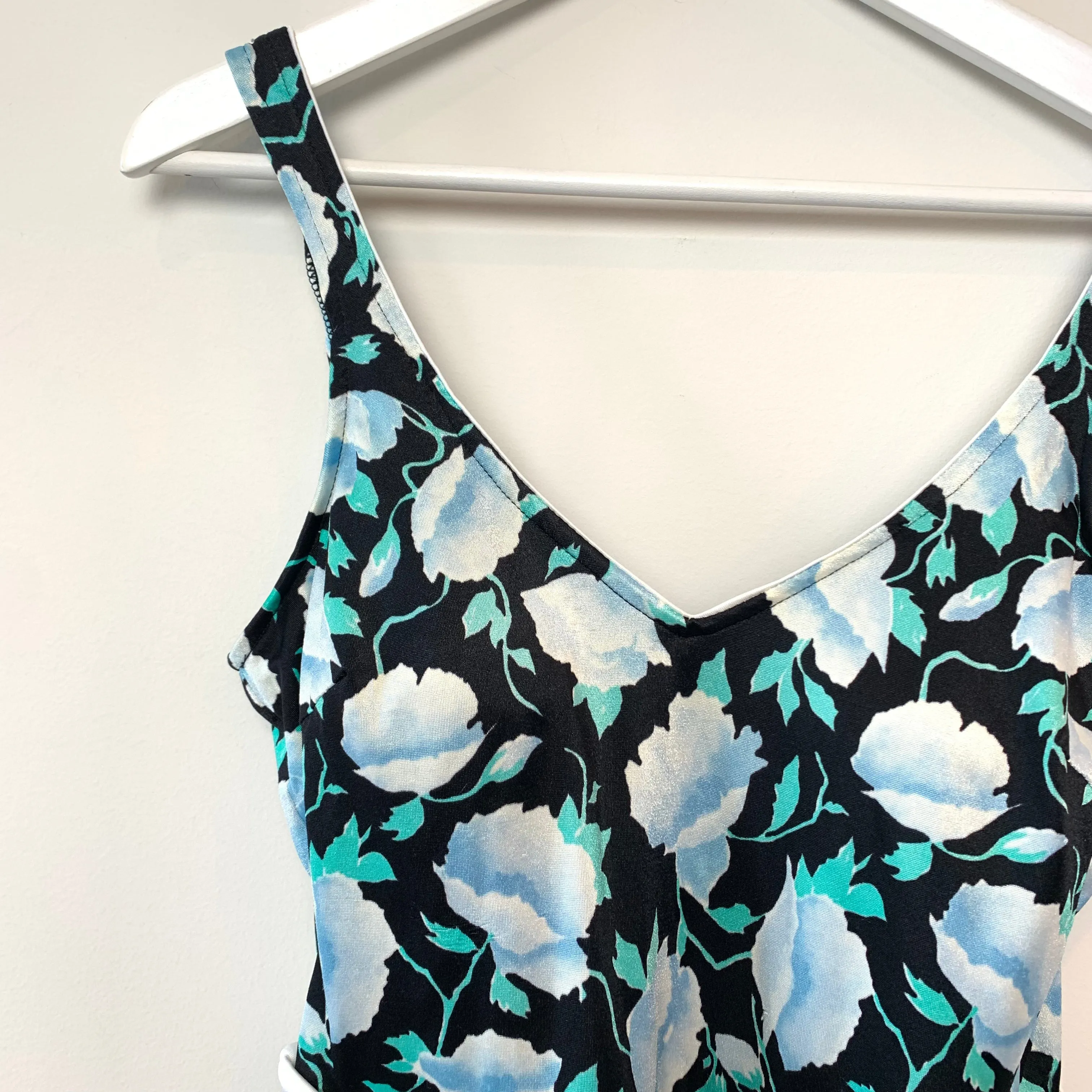 Vintage Floral Swimsuit Swim Dress One Piece Large