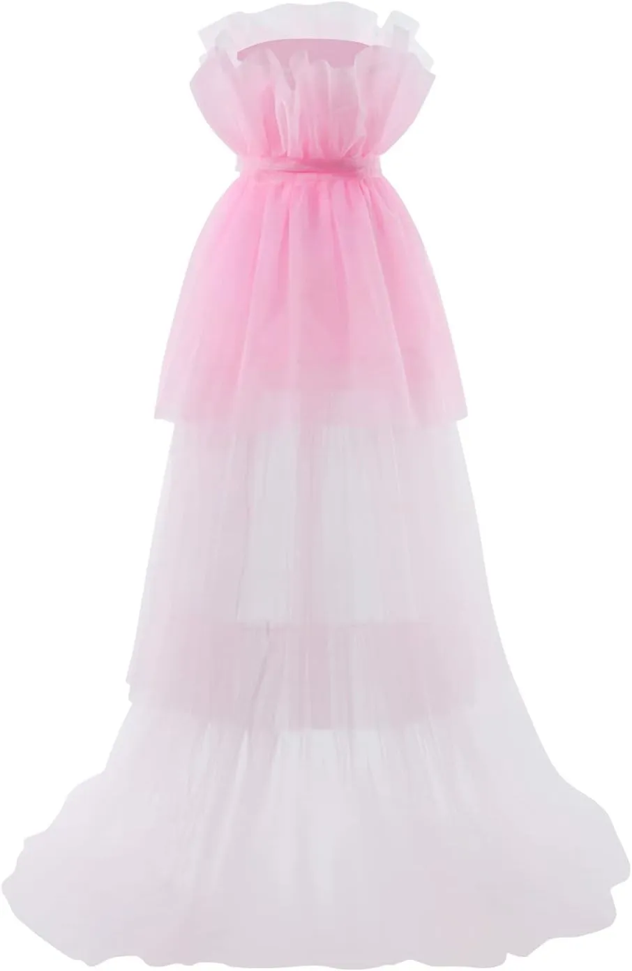 Women 's High Low Tulle Dress Strapless Off Shouler Tiered Cocktail Party Dress Prom Gown Evening Dress