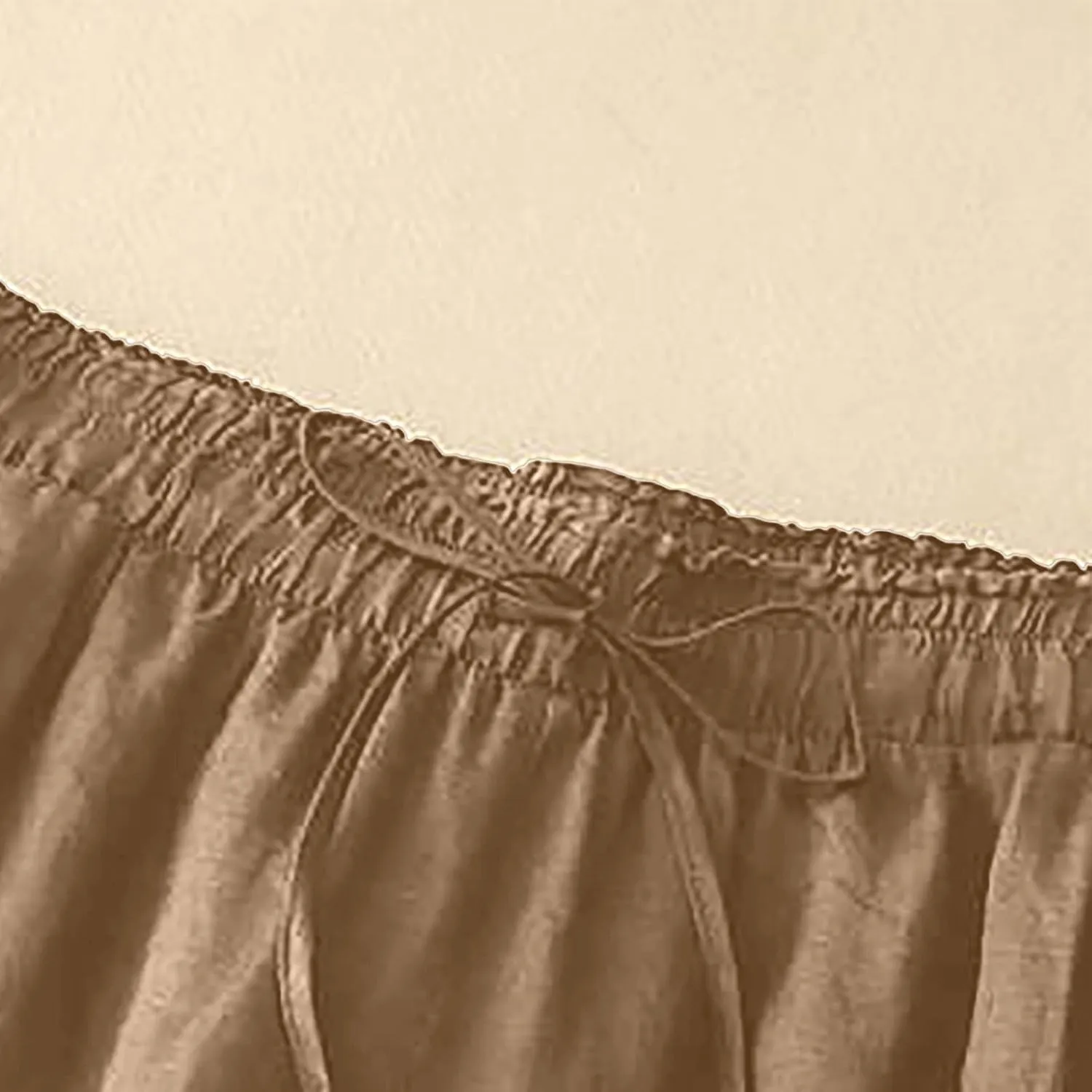 Women's Culottes Linen Cropped Pants with Pockets Wide Leg Pants Elastic Waist Casual Palazzo Trousers 2025 Fashion