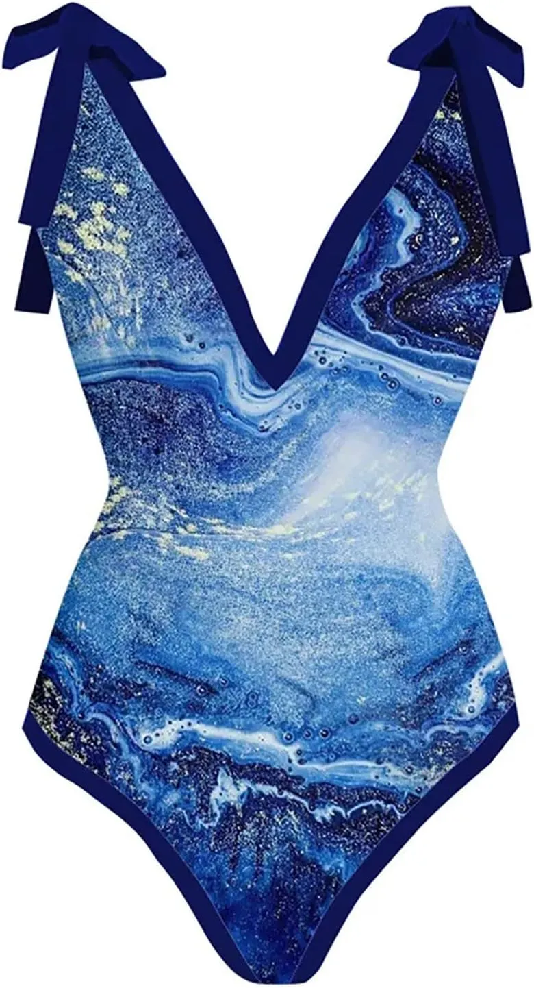 Womens One-Piece Swimsuit Print Chiffon Cover Up Beach Sarong Swimwear Beachwear Retro Wrap Maxi Skirt Bathing Suit