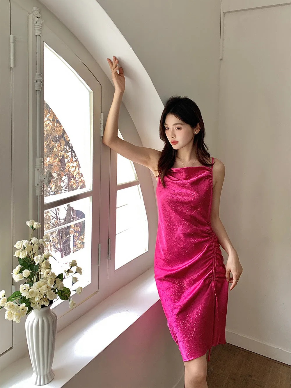 WS Rose Red/Pink Side Slit Night Dress