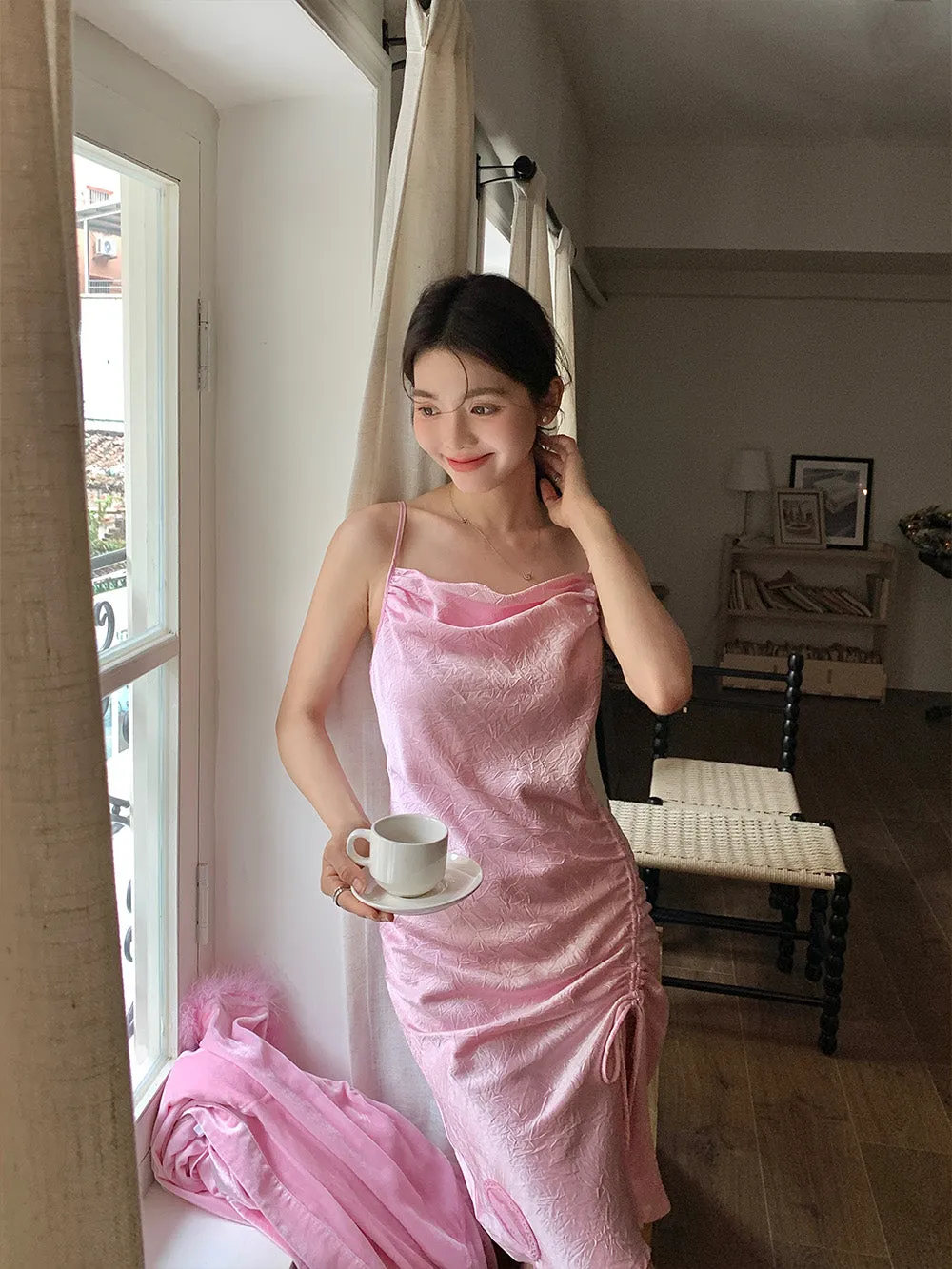 WS Rose Red/Pink Side Slit Night Dress