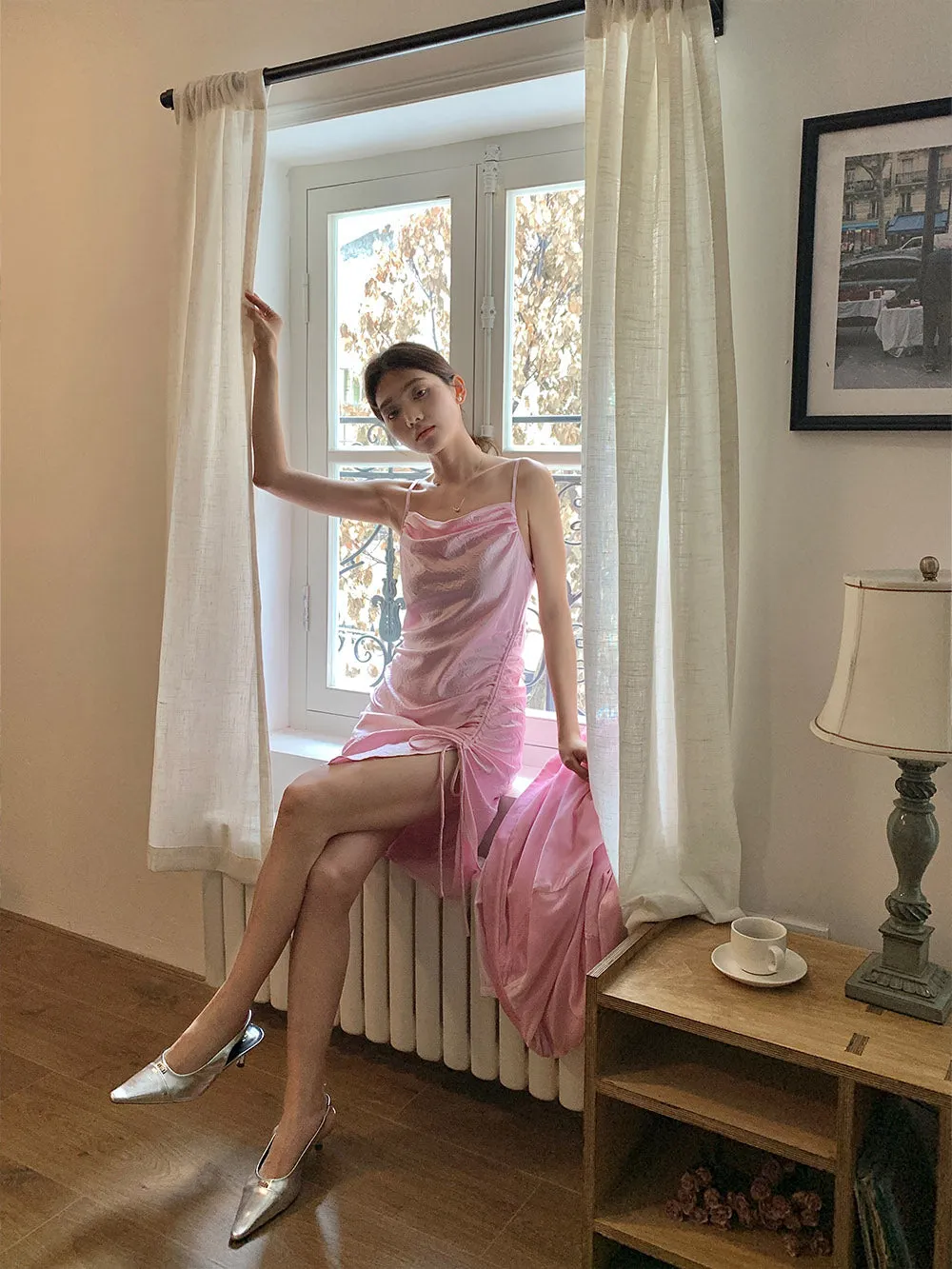 WS Rose Red/Pink Side Slit Night Dress