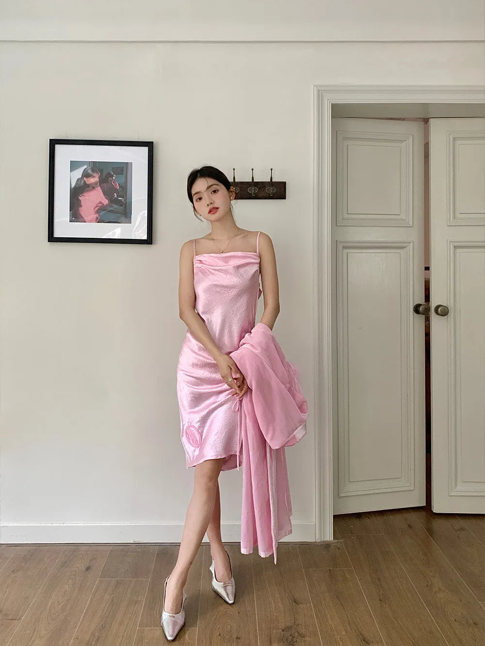 WS Rose Red/Pink Side Slit Night Dress