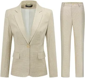 YUNCLOS Women's 2 Piece Office Work Suit Set One Button Blazer and Pants