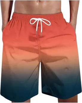 Zeiyignr Men's Board Shorts Quick Dry Swim Trunks Summer Casual Bathing Suit Pockets Swimming Shorts Gradient Beach Swimwear