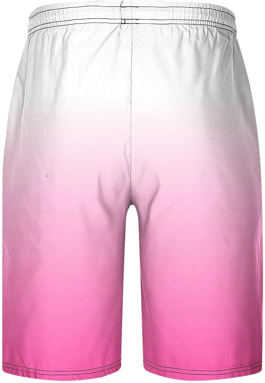 Zeiyignr Men's Board Shorts Quick Dry Swim Trunks Summer Casual Bathing Suit Pockets Swimming Shorts Gradient Beach Swimwear